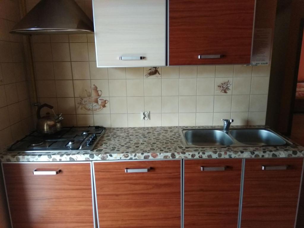 Kuchyňa alebo kuchynka v ubytovaní Zajazd U Doktora