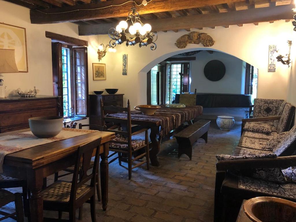 A seating area at Casale del monte, Pesaro