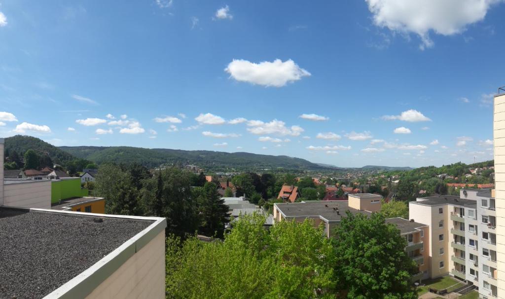 a view of the city from the roof of a building at Ferienwohnung Siesta in Bad Harzburg