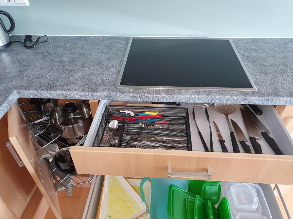 Kuchyň nebo kuchyňský kout v ubytování Ferienwohnung Anjele