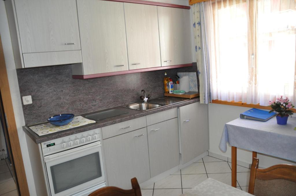 Kuchyň nebo kuchyňský kout v ubytování Apartmenthaus Holiday