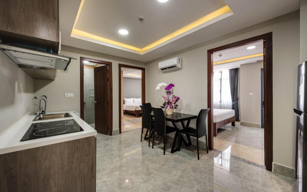 Kuchyň nebo kuchyňský kout v ubytování SOHO Residence
