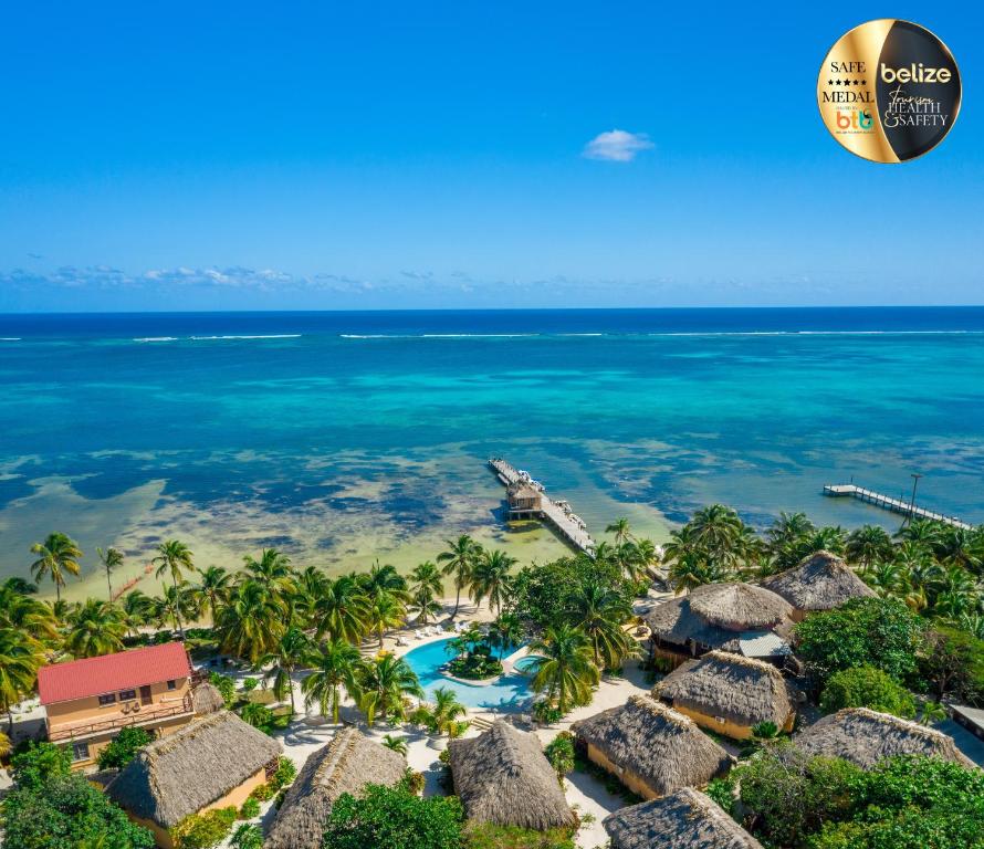 an aerial view of the beach at the excellence punta cana resort at Portofino Beach Resort-An Authentic Island Escape! in San Pedro
