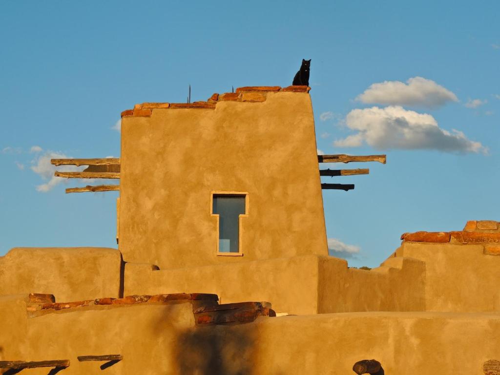 un edificio con un pájaro sentado encima en Canyon Of The Ancients Guest Ranch, en Cortez