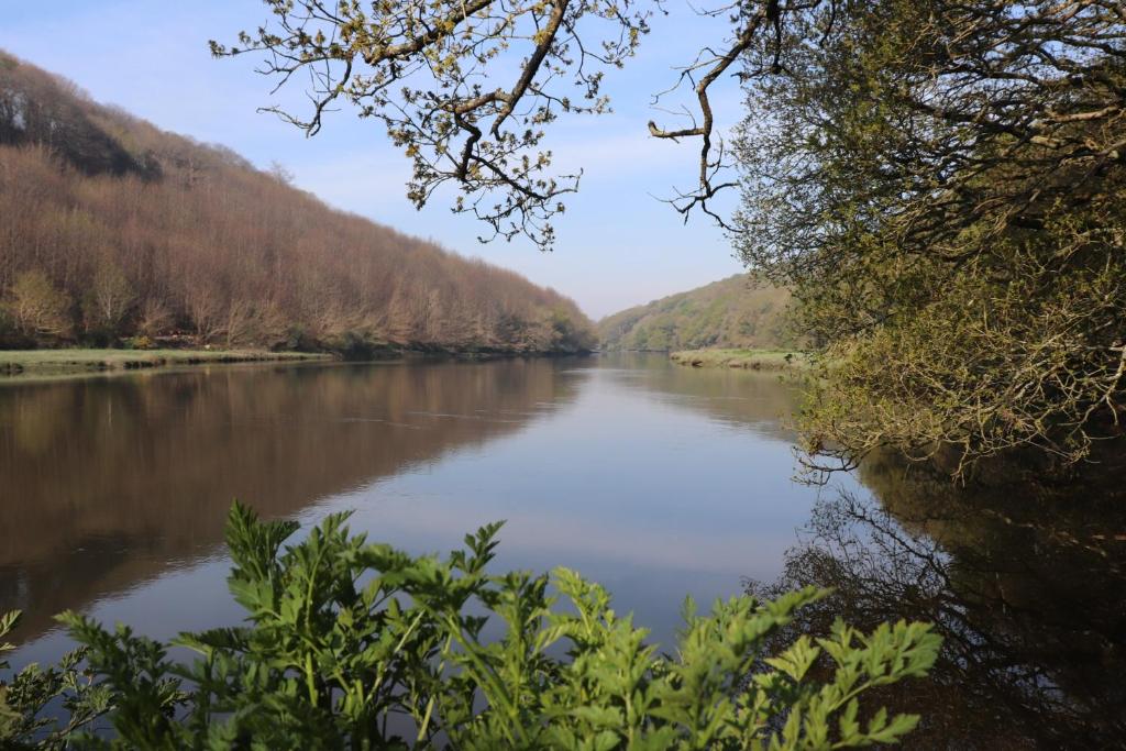 a view of a river with mountains in the background at Moulin des Baleines de Kérandraon Plouguerneau in Plouguerneau