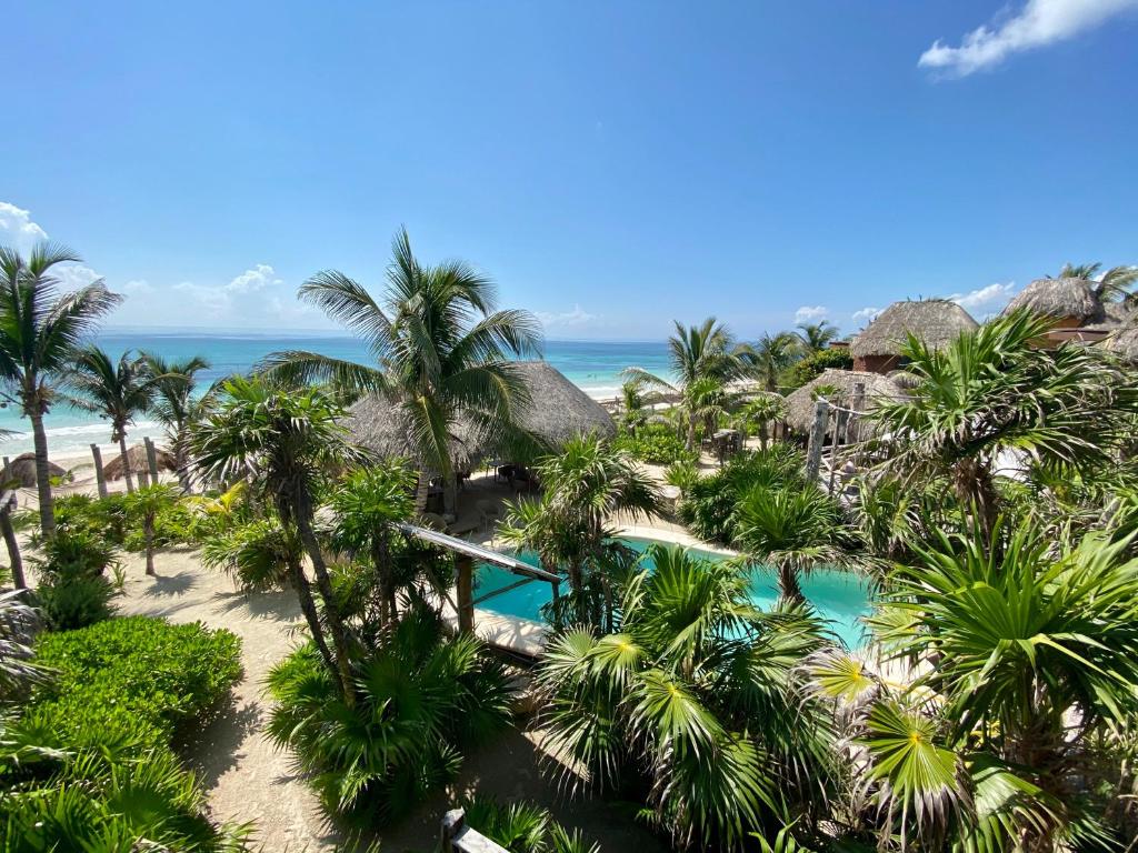 a view of the beach from the resort at Sueños Tulum in Tulum