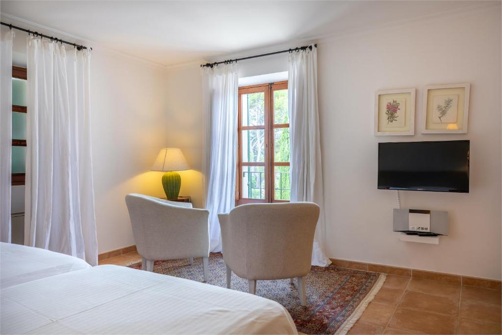 Télévision ou salle de divertissement dans l'établissement Hotel Llenaire