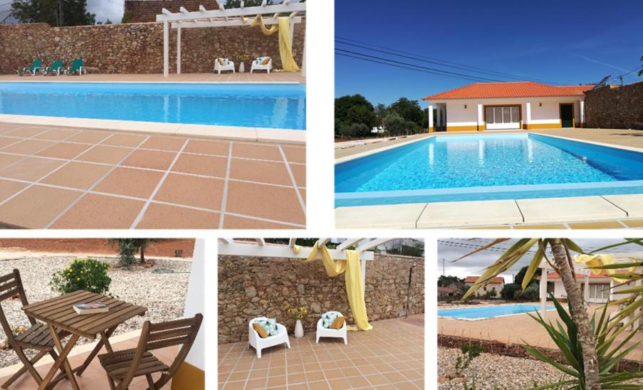 a collage of pictures of a swimming pool at Villa Rominha Alvaiázere - Casa do Rancho in Alvaiázere