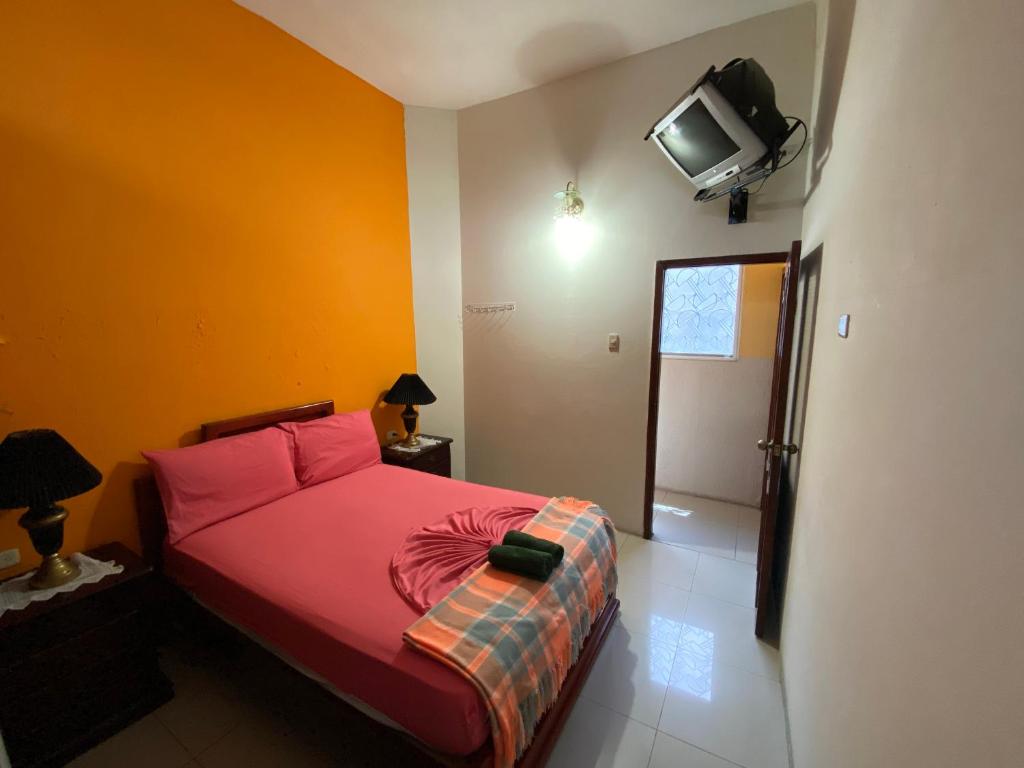 TV a/nebo společenská místnost v ubytování Hostal Puerto Azul
