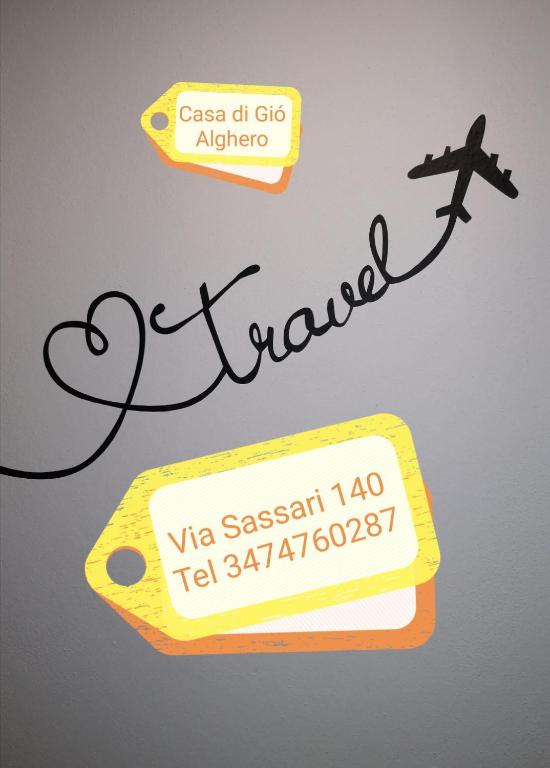 a sign that says callezado with a plane and a ticket at Casa di Giò - Alghero in Alghero