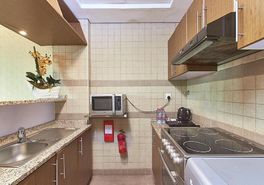 Kuchyň nebo kuchyňský kout v ubytování Mughal Suites