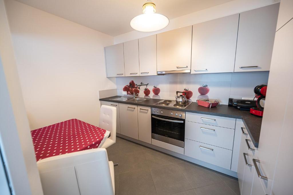 A kitchen or kitchenette at Sonnenplatzl-adults only