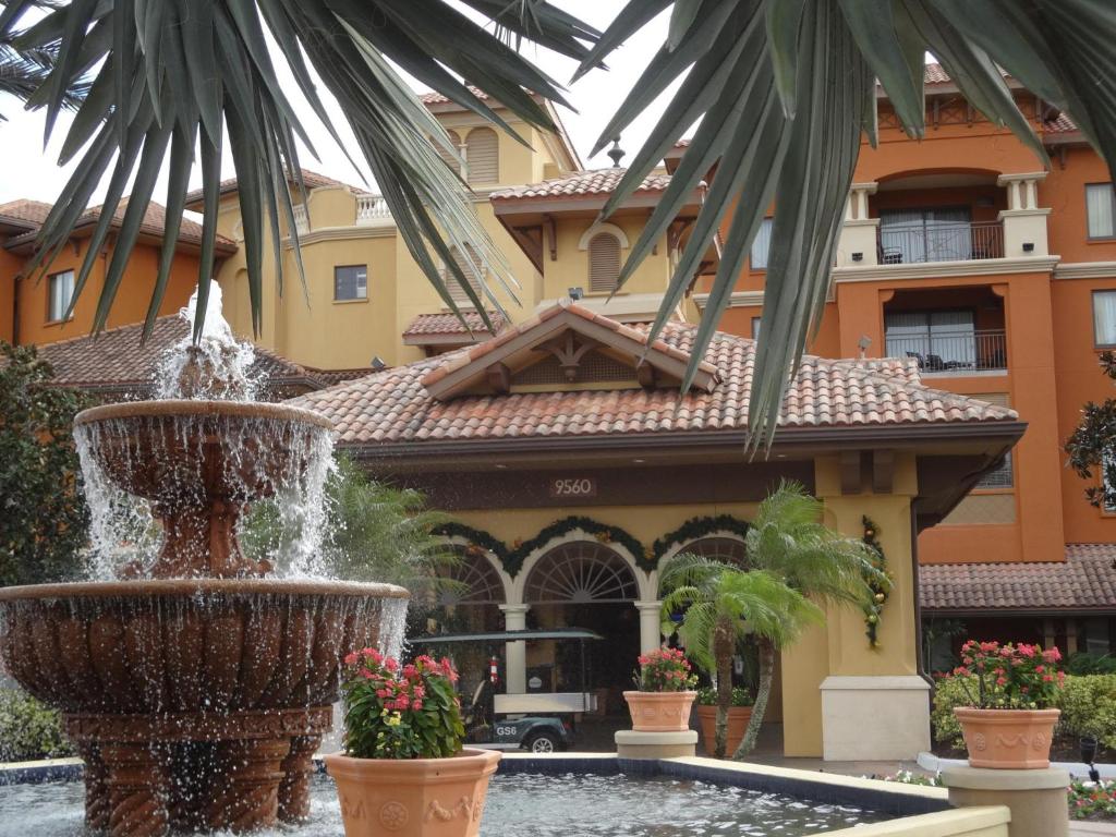 a fountain in front of a building at Club Wyndham Bonnet Creek in Orlando