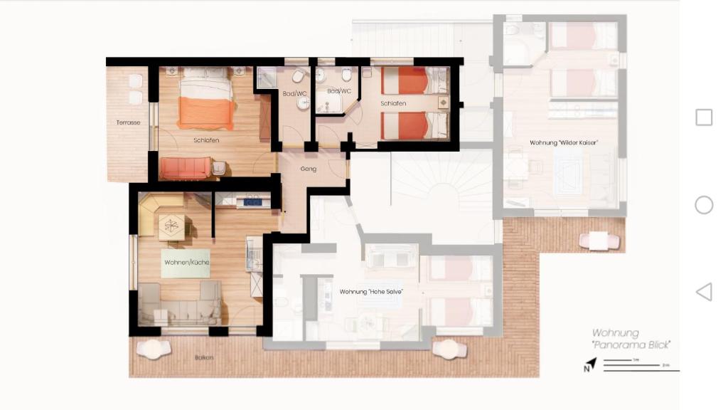 The floor plan of Appartements Alpenblick Söll