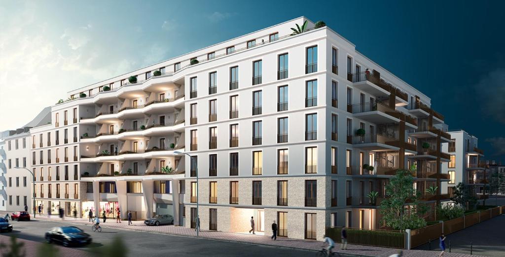a rendering of a large white building at LUXURY Apartment near fair and central City in few min, with garden in Frankfurt