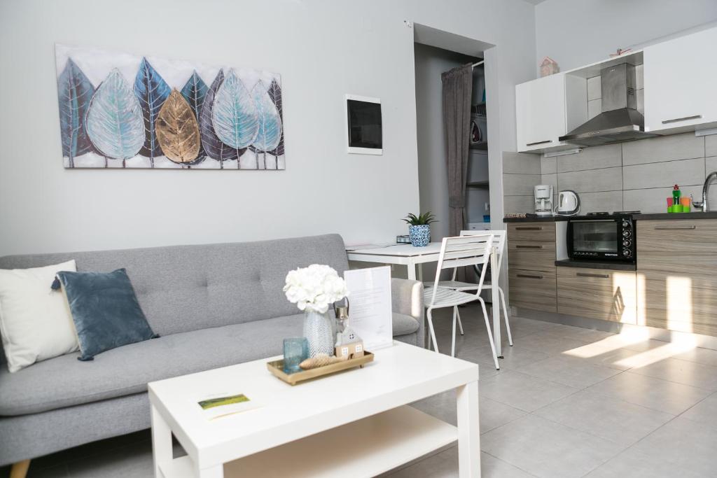 Kuchyň nebo kuchyňský kout v ubytování Manos Housing Units