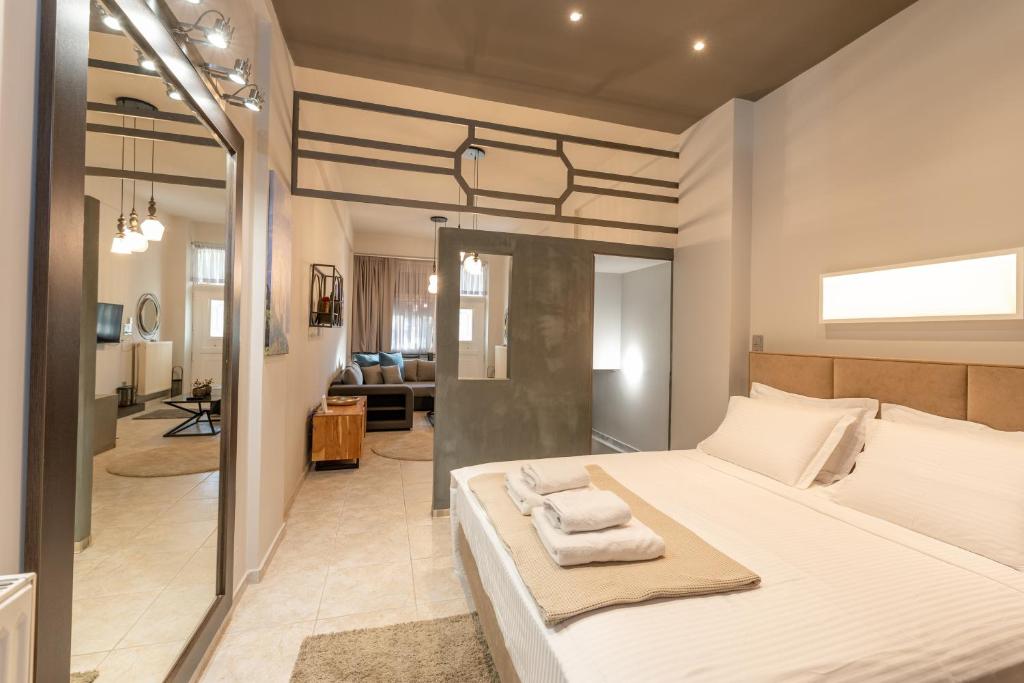 Postel nebo postele na pokoji v ubytování Oikion Meteora Home 1