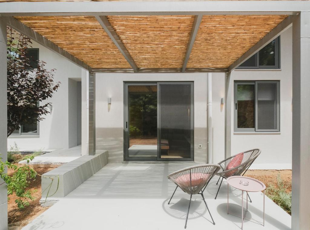 A patio or other outdoor area at Sun-splashed Stylish Flat, steps to City Old Town