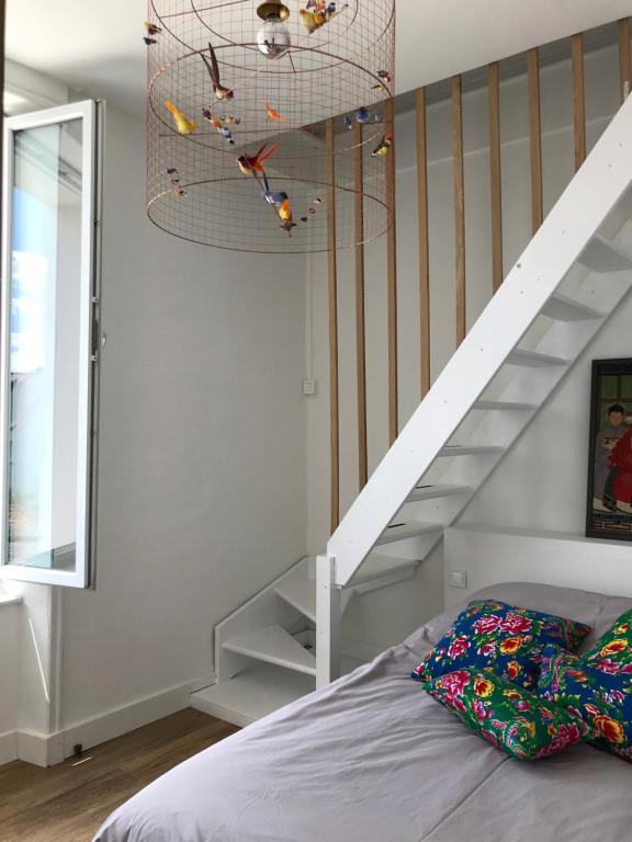 Postel nebo postele na pokoji v ubytování Studio Duplex Bénodet