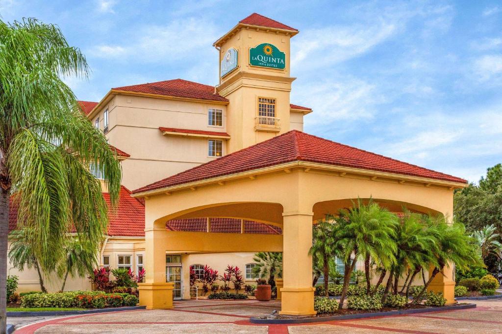 a building with a clock tower on top of it at La Quinta by Wyndham Lakeland West in Lakeland