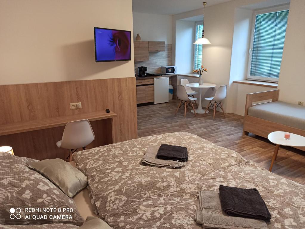 Postel nebo postele na pokoji v ubytování Apartmán BON