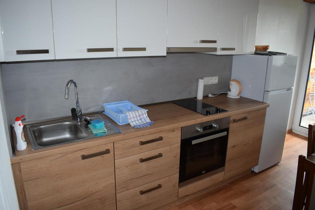 Kuchyň nebo kuchyňský kout v ubytování Apartmány Kubova Huť