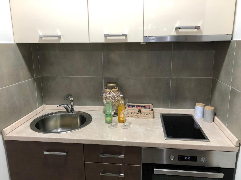 Kuchyň nebo kuchyňský kout v ubytování Apartman LUX STELLA