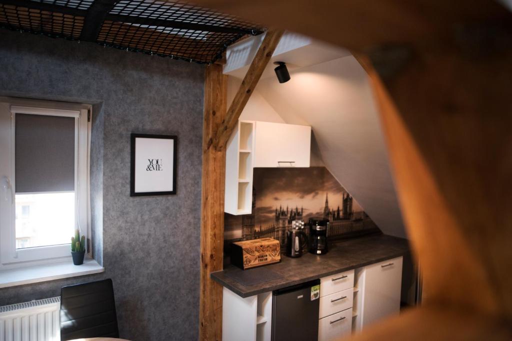 Kuchyňa alebo kuchynka v ubytovaní JDK Apartamenty Legionów 40m2 5-osobowy