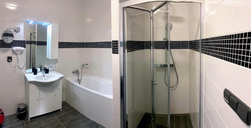 Koupelna v ubytování Apartmány Grasel