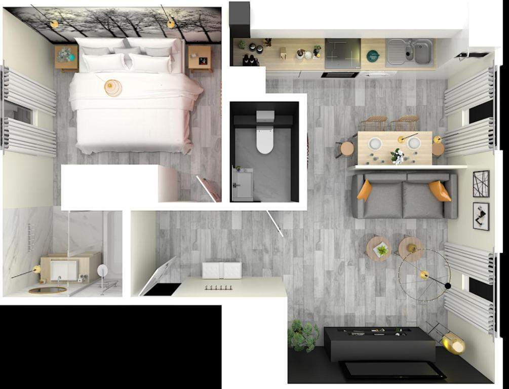 Kuchyň nebo kuchyňský kout v ubytování Appartement La Madeleine