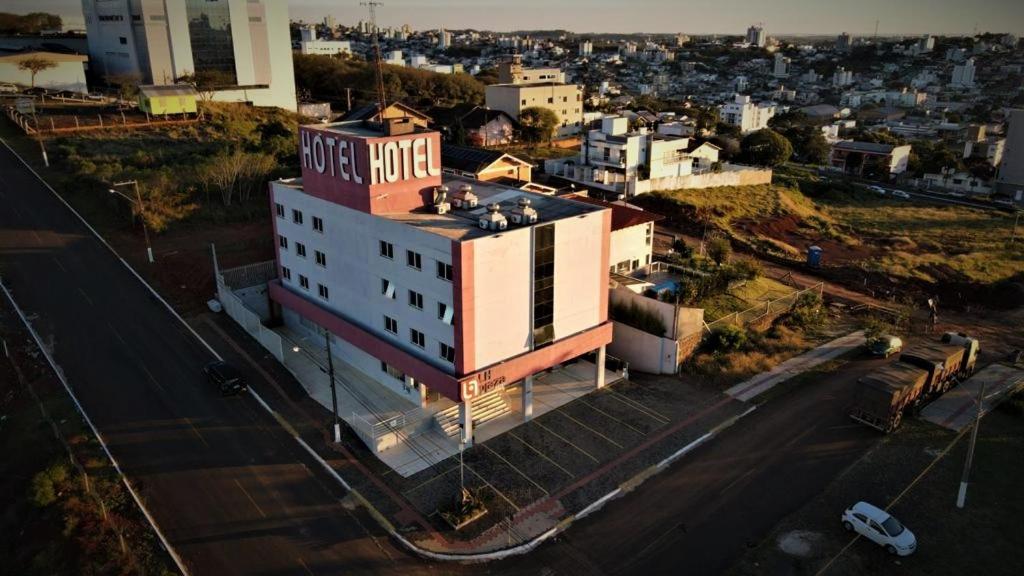 an overhead view of a building in a city at LH Plaza Hotel in Chapecó
