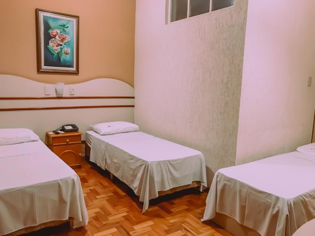 Tempat tidur dalam kamar di Hotel Cataguases