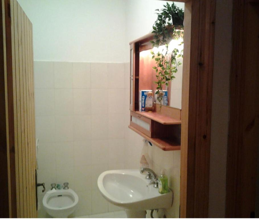a bathroom with a sink and a toilet at Campo dell'Osso Sky 2 in Subiaco
