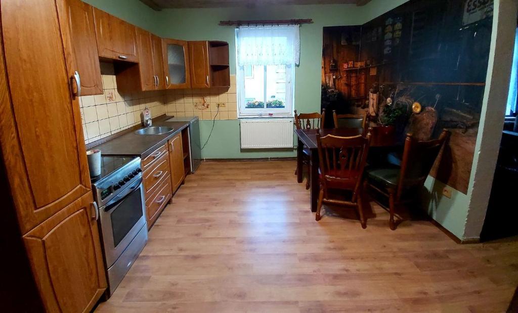 Kuchyň nebo kuchyňský kout v ubytování Venkovské apartmány Tiché pastviny