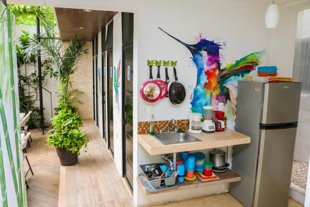 Kuchyň nebo kuchyňský kout v ubytování Hostal Gayser