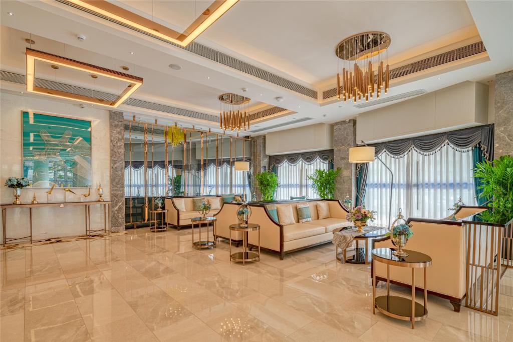 Posezení v ubytování Dingshang Apartment Hotel