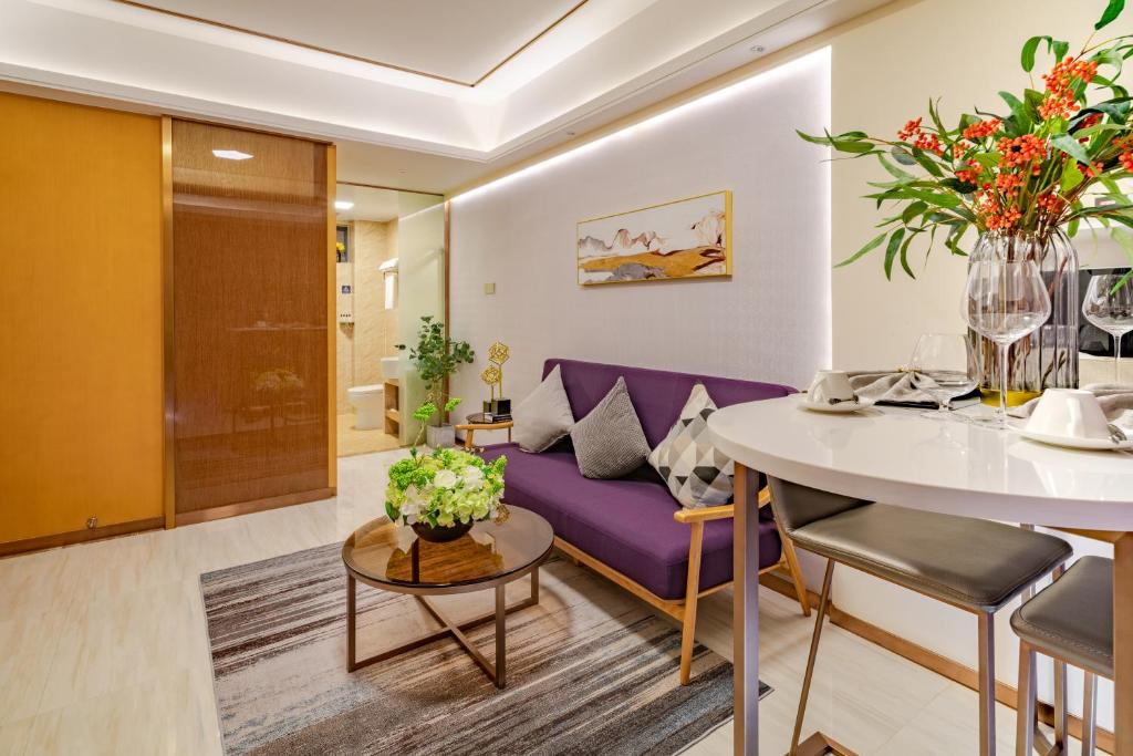 Posezení v ubytování Dingshang Apartment Hotel