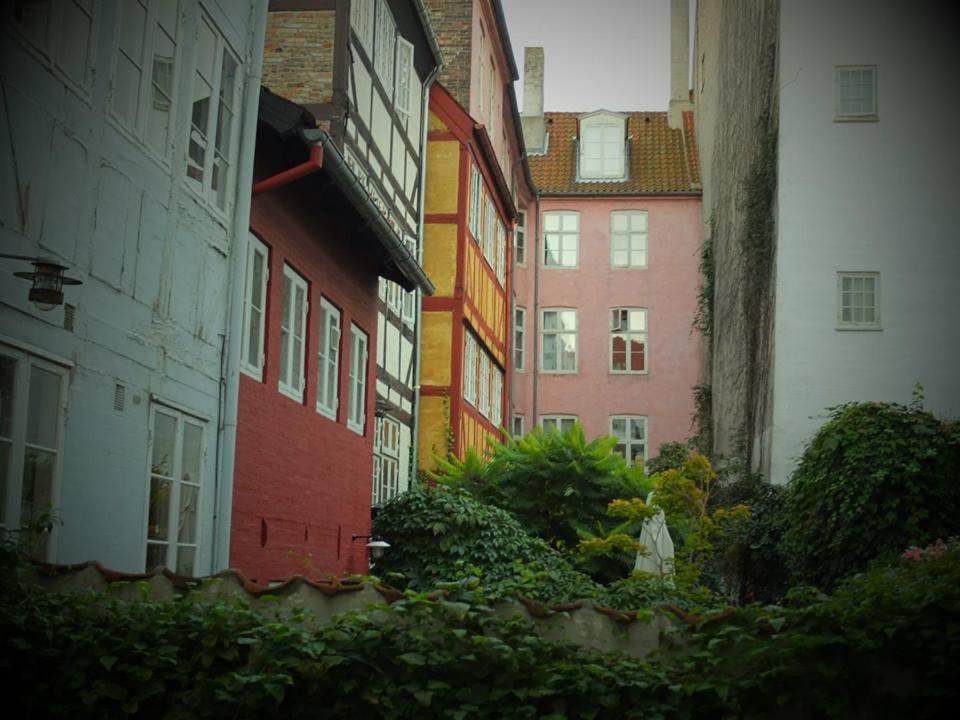 a group of buildings in a city with plants at Sankt Annæ 10 in Copenhagen