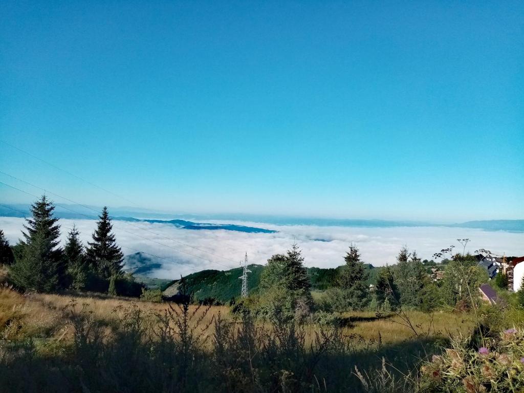 a view from a hill with clouds in the distance at Iznad oblaka A1 in Kopaonik