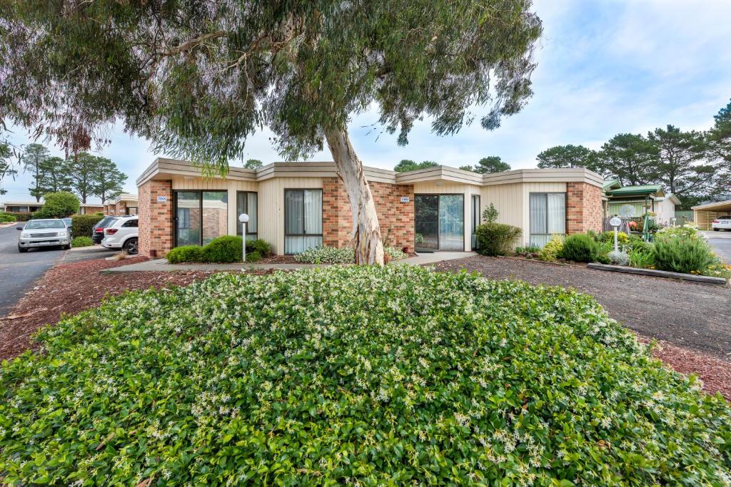 une maison avec un arbre en face dans l'établissement Sundown Villas, à Canberra