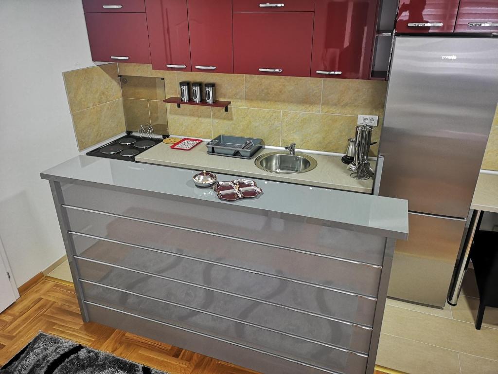 Kuchyň nebo kuchyňský kout v ubytování Apartman Novak Zlatar