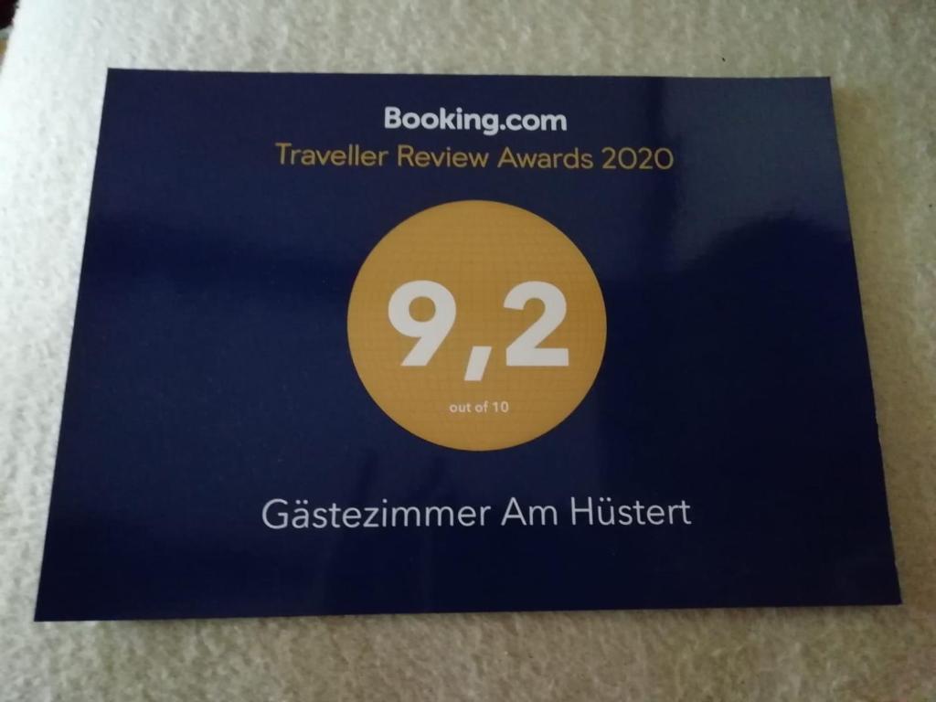 Certifikát, hodnocení, plakát nebo jiný dokument vystavený v ubytování Gästezimmer Am Hüstert
