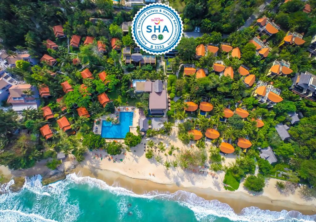 an aerial view of the beach at the st lucia resort at New Star Beach Resort in Chaweng Noi Beach