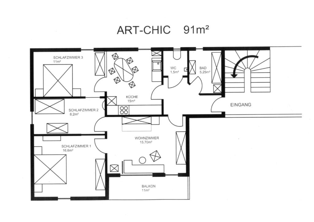 Půdorys ubytování Art Chic - your exklusive stay