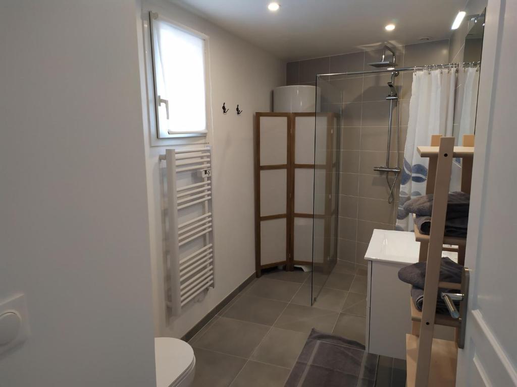 Koupelna v ubytování Studio Les chambres de la source - Tadorne