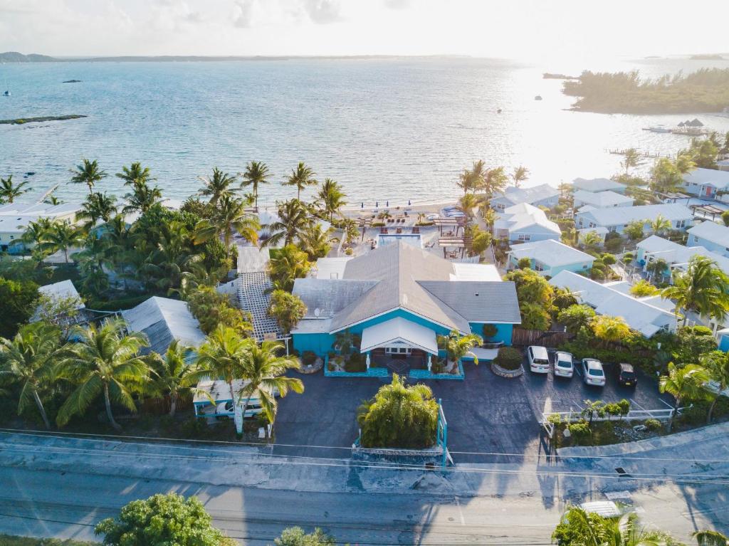 an aerial view of a resort on the beach at Hideaways Exuma in Georgetown