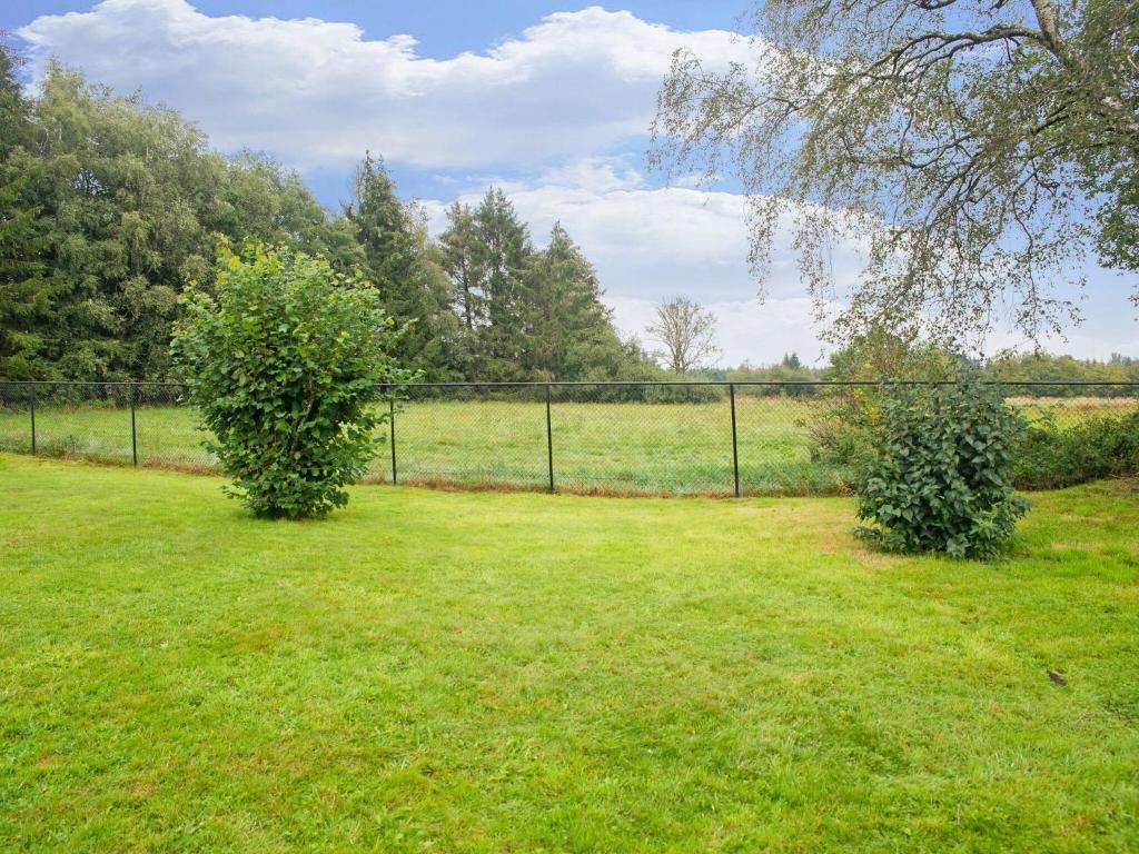 a fence in a field with two bushes at Holiday Home between Spa and Eifel Nature Park in Xhoffraix