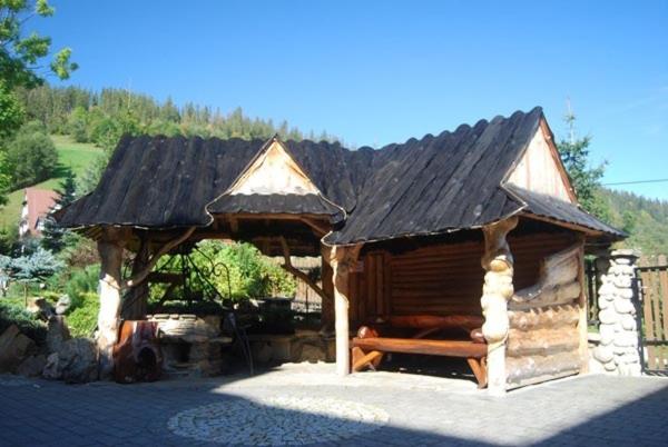 a small log cabin with a roof at Pokoje Gościnne Łukaszczyk in Zakopane