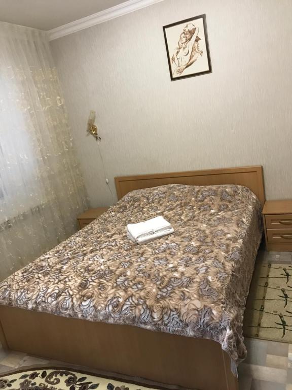 キスロヴォツクにあるApartment Lermontovaのベッドルーム1室(ベッド1台、本付)