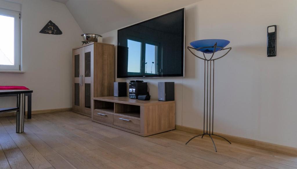 TV a/nebo společenská místnost v ubytování Ferienwohnung in der Mainleite für Vier